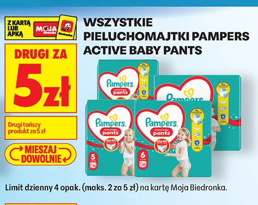 Pieluchomajtki Pampers Active Baby Pants promocja w Biedronka