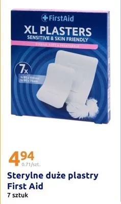 Sterylne duże plastry First Aid 7 sztuk promocja w Action