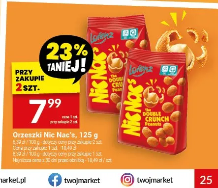 Orzeszki Nic Nac's The Double Crunch Peanuts Lorenz promocja w Twój Market