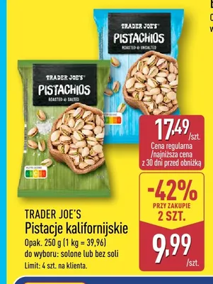 Pistacje kalifornijskie solone Trader Joe's promocja w Aldi