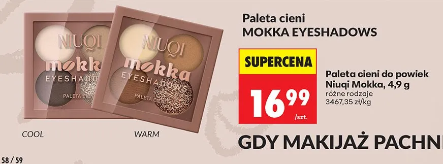 Paleta cieni do powiek Niuqi Mokka Cool promocja w Biedronka