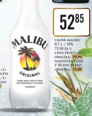 Likier Malibu 18% promocja w Dino