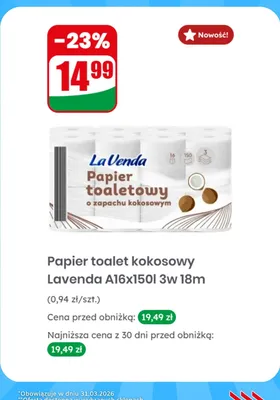 Papier toaletowy kokosowy 16 szt. promocja w Dino