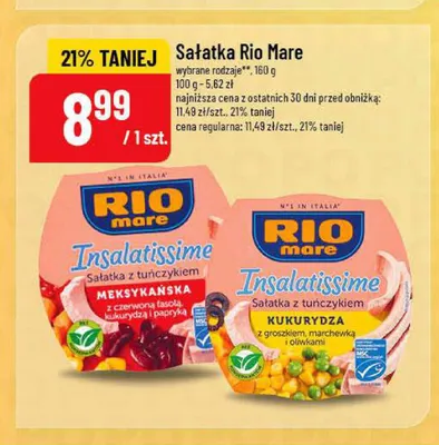 Sałatka z tuńczykiem Rio Mare Insalatissime Kukurydza promocja w POLOmarket