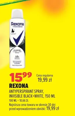 Antyperspirant spray Rexona Invisible Black+White promocja w Drogerie Natura