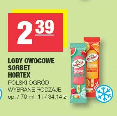 Lody owocowe sorbet mango Hortex promocja w SPAR