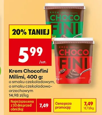 Krem Chocofini Milimi o smaku czekoladowo-orzechowym promocja w Biedronka