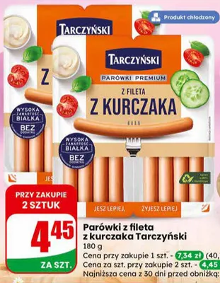 Parówki z fileta z kurczaka promocja w Dino