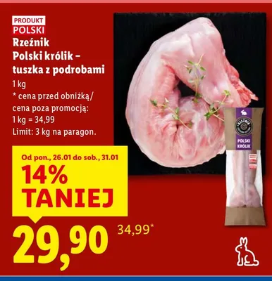 Polski królik - tuszka z podrobami promocja w Lidl