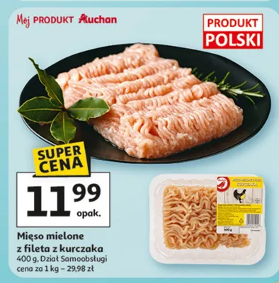 Mięso mielone z fileta z kurczaka promocja w Auchan