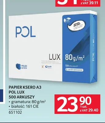 Papier ksero A3 Pol Lux promocja w Selgros