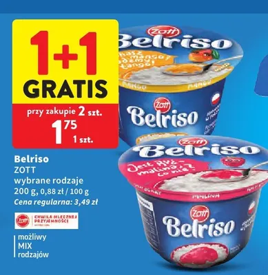 Jogurt Belriso Zott wybrane rodzaje promocja w Intermarche