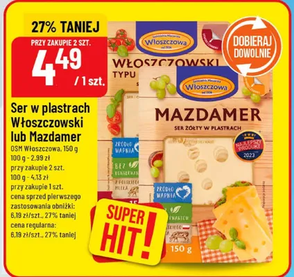 Ser w plastrach Włoszczowski lub Mazdamer promocja w POLOmarket