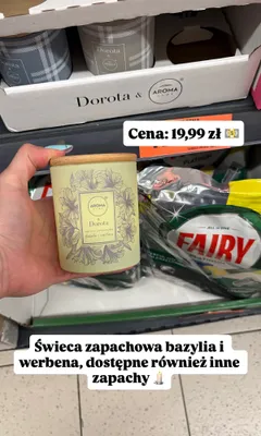Świeca zapachowa Aroma Home & Dorota bazylia i werbena promocja w Biedronka