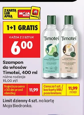 Szampon do włosów Timotei promocja w Biedronka