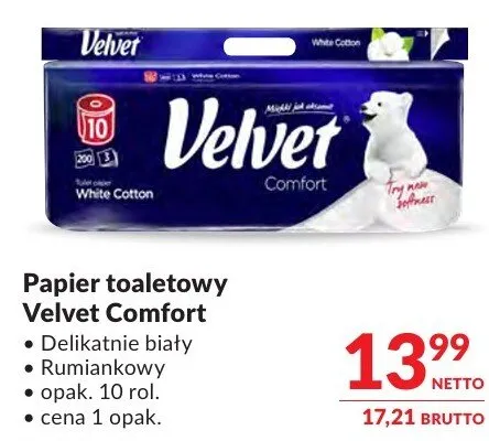 Papier toaletowy Velvet Comfort Delikatnie biały Rumiankowy promocja w Makro