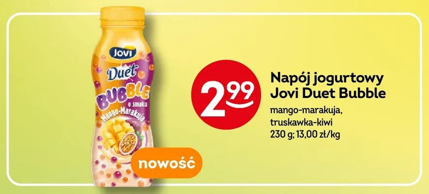Napój jogurtowy Jovi Duet Bubble truskawka-kiwi promocja w Żabka