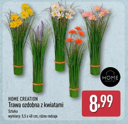 Trawa ozdobna z kwiatami Home Creation żółta 5,5x40 cm promocja w Aldi