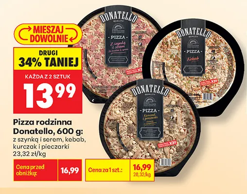 Pizza rodzinna kebab Donatello promocja w Biedronka