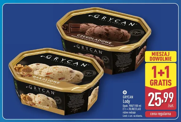 Lody Grycan Czekoladowe promocja w Aldi