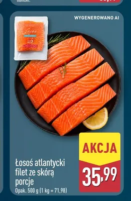 Łosoś atlantycki filet ze skórą porcje promocja w Aldi