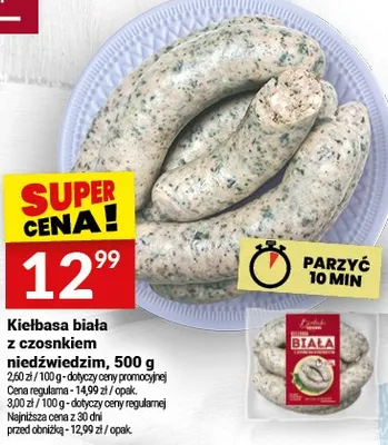 Kiełbasa biała z czosnkiem niedźwiedzim promocja w Twój Market