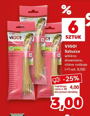 Sztućce z włókna drewnianego VIGO! promocja w Kaufland