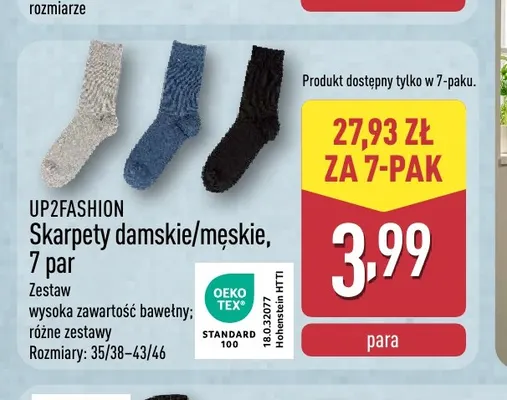 Skarpety damskie/męskie 7-pak Up2fashion promocja w Aldi