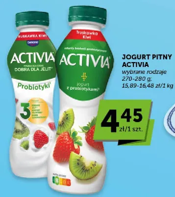 Jogurt pitny z probiotykami truskawka kiwi promocja w Euro Sklep