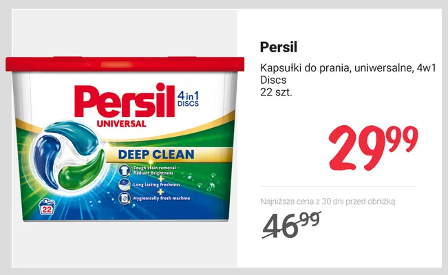 Kapsułki do prania uniwersalne 4w1 Discs Persil promocja w Rossmann
