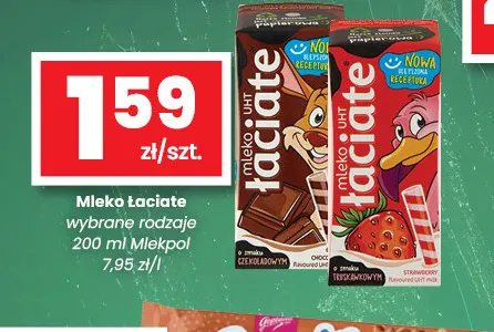 Mleko Łaciate truskawkowe Mlekpol promocja w emma MARKET