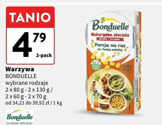 Warzywa Bonduelle Kukurydza złocista lub Porcja na raz wybrane rodzaje promocja w Intermarche