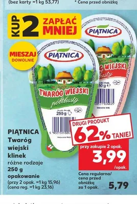 Twaróg wiejski klinek Piątnica tłusty promocja w Kaufland