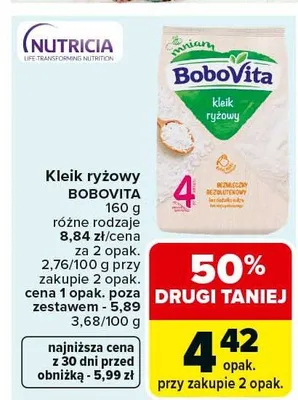Kleik ryżowy Bobovita różne rodzaje promocja w Carrefour
