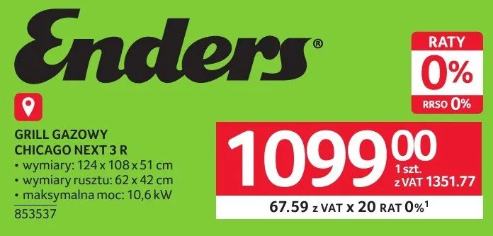 Grill gazowy Chicago Next 3 R promocja w Selgros