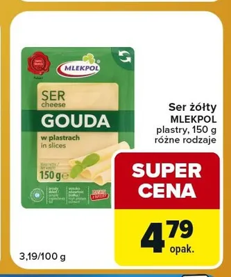 Ser żółty w plastrach Mlekpol promocja w Carrefour Express