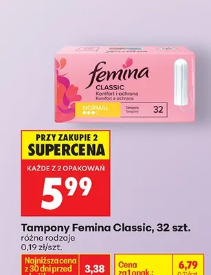 Tampony Classic Normal różne rodzaje promocja w Biedronka
