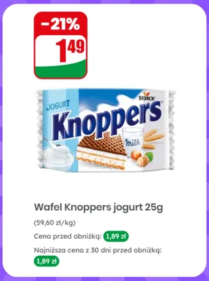 Wafel Knoppers jogurt promocja w Dino
