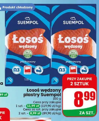 Łosoś wędzony plastry Suempol promocja w Dino