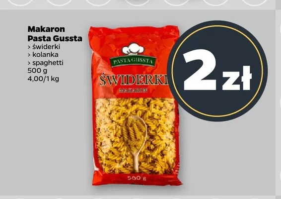 Makaron świderki Pasta Gussta promocja w Netto