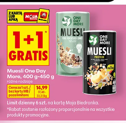 Muesli One Day More promocja w Biedronka