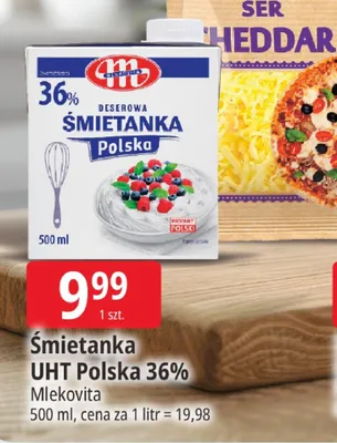 Śmietanka UHT Polska 36% Mlekovita promocja w Leclerc