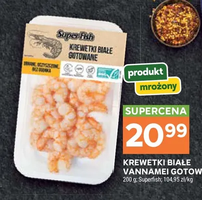 Krewetki białe vannamei gotowane SuperFish promocja w Stokrotka