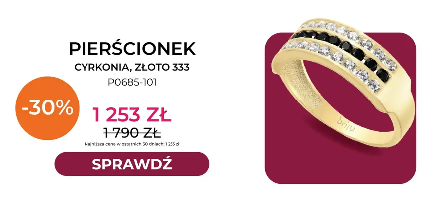Pierścionek cyrkonia złoto 333 P0685-101 Briju promocja w Briju
