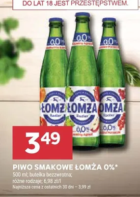 Piwo smakowe Łomża 0% promocja w Stokrotka