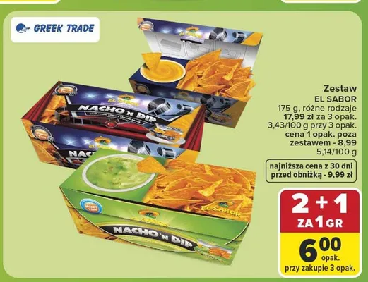 Zestaw przekąsek Nacho'n Dip z sosem guacamole El Sabor promocja w Carrefour