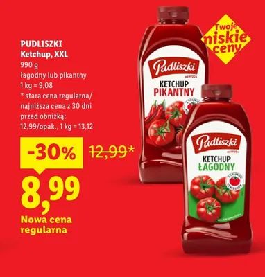 Ketchup XXL pikantny Pudliszki promocja w Lidl