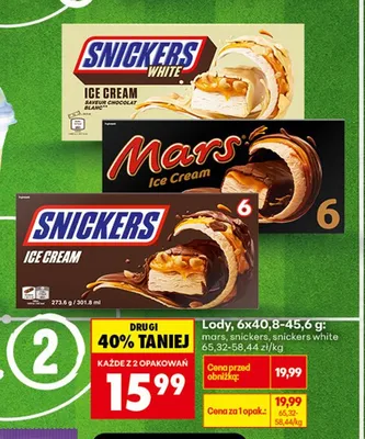 Lody Snickers White 6-pak promocja w Biedronka