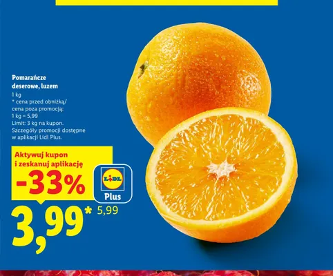 Pomarańcze deserowe luzem promocja w Lidl