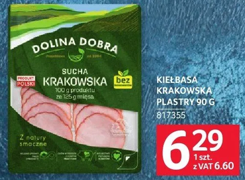 Wędlina sucha krakowska plastry Dolina Dobra promocja w Selgros